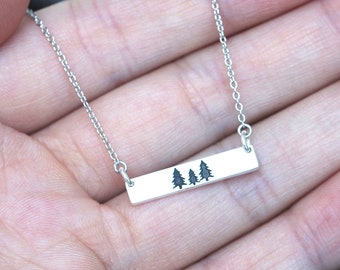 925 silver custom tree charm necklace,silver pine tree necklace,family tree jewelry