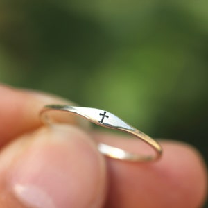 midi cross ring,925 silver tiny cross ring, custom ring for band width