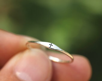 midi cross ring,925 silver tiny cross ring