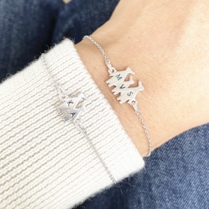 Sterling Silver Family Penguin Bracelet: Dainty Adjustable Jewelry