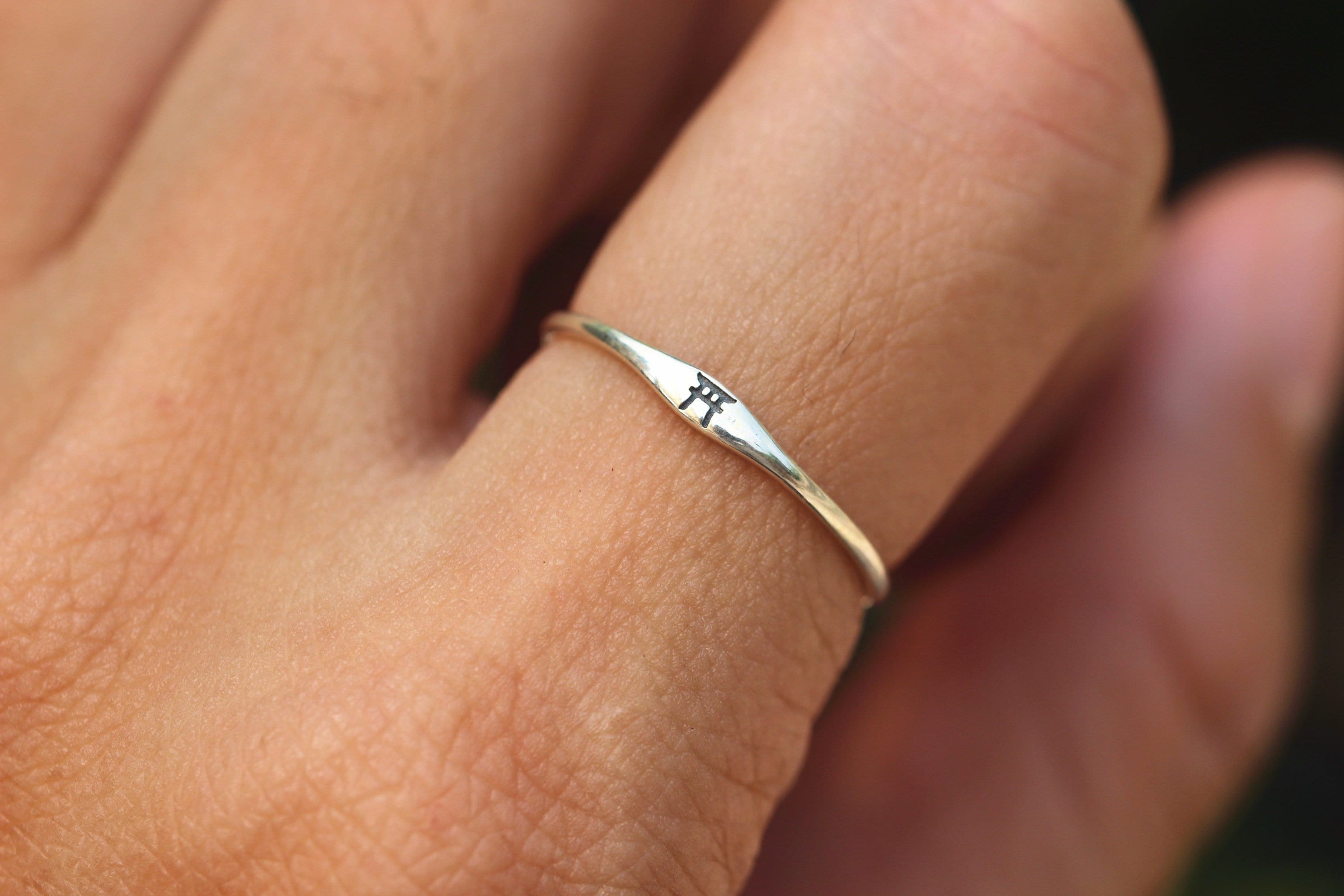 Sterling Silver Shinto Torii Gate Ring - Japanese Jewelry