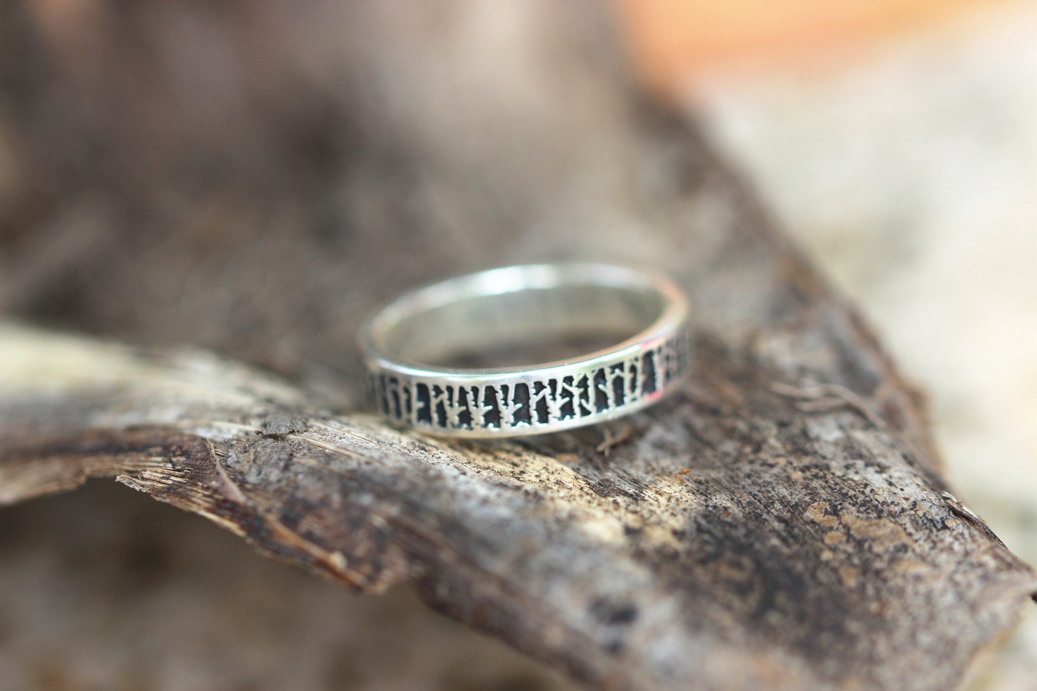 925 silver Aspen tree ringforest ringband ringNature | Etsy