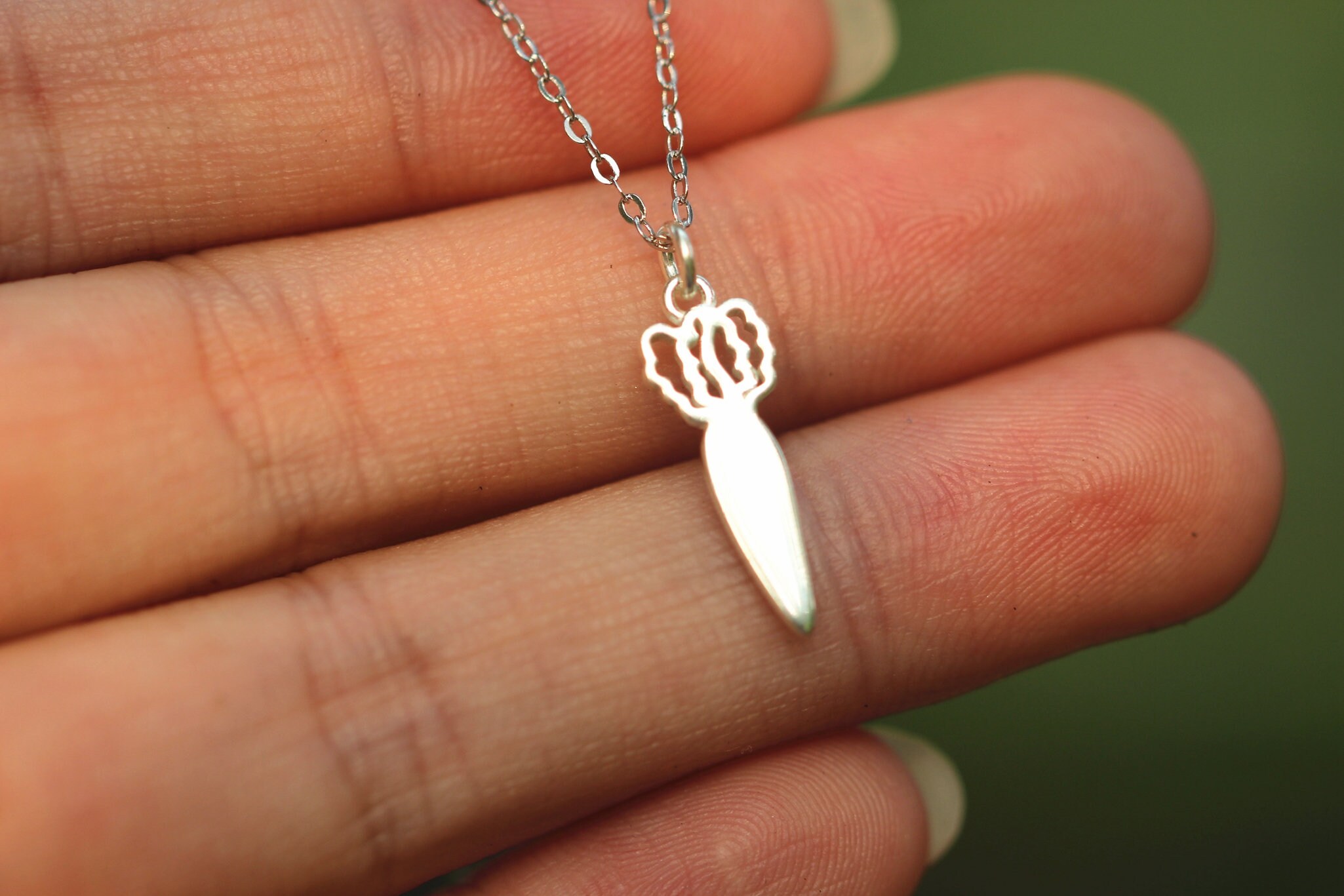 925 Silver Radish Necklacerabbit Food Jewelry Etsy UK