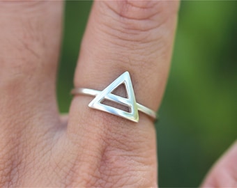 Silver Triangle Ring - Etsy