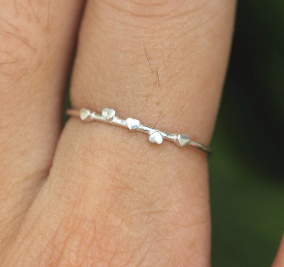 Minimalist Sterling Silver Heart Ring: Tiny Love Ring