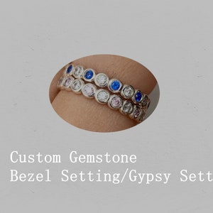 Custom Gemstone Bezel Setting/Gypsy Setting, custom color zircon
