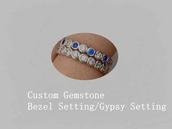 Custom Gemstone Bezel Setting/gypsy Setting, Custom Color Zircon