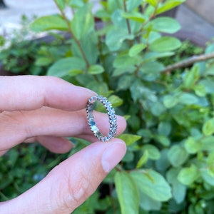 silver shamrock band ring,four leaf clover ring,silver leaves ring,unique band ring,custom leaf ring,personlized Clover Stacking jewelry image 8