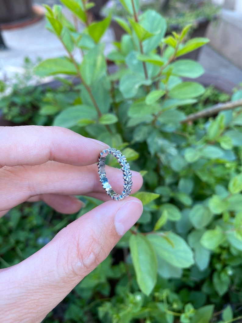 silver shamrock band ring,four leaf clover ring,silver leaves ring,unique band ring,custom leaf ring,personlized Clover Stacking jewelry image 8