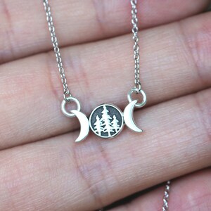 925 silver custom tree necklace,Triple Goddess jewelry,personlized moon jewelry