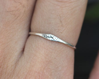 Sterling Silver Forest Tree Ring, Mountain Jewelry