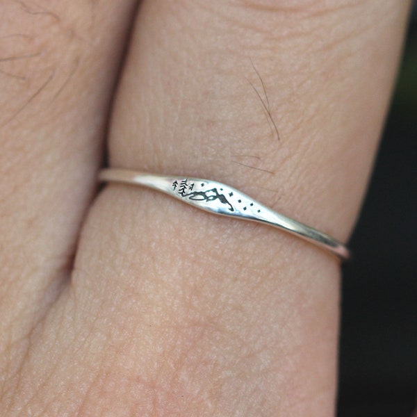 925 silver forest tree ring,silver mountain ring,forest jewelry