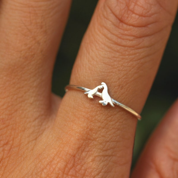 family quail ring,silver bird ring,family jewelry,animal love jewelry