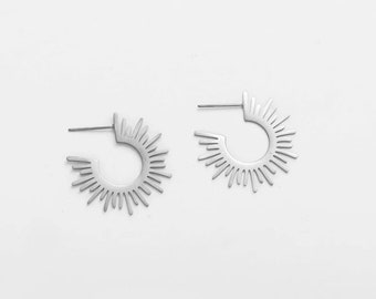Silver Sunburst Earrings 1 inch in diameter