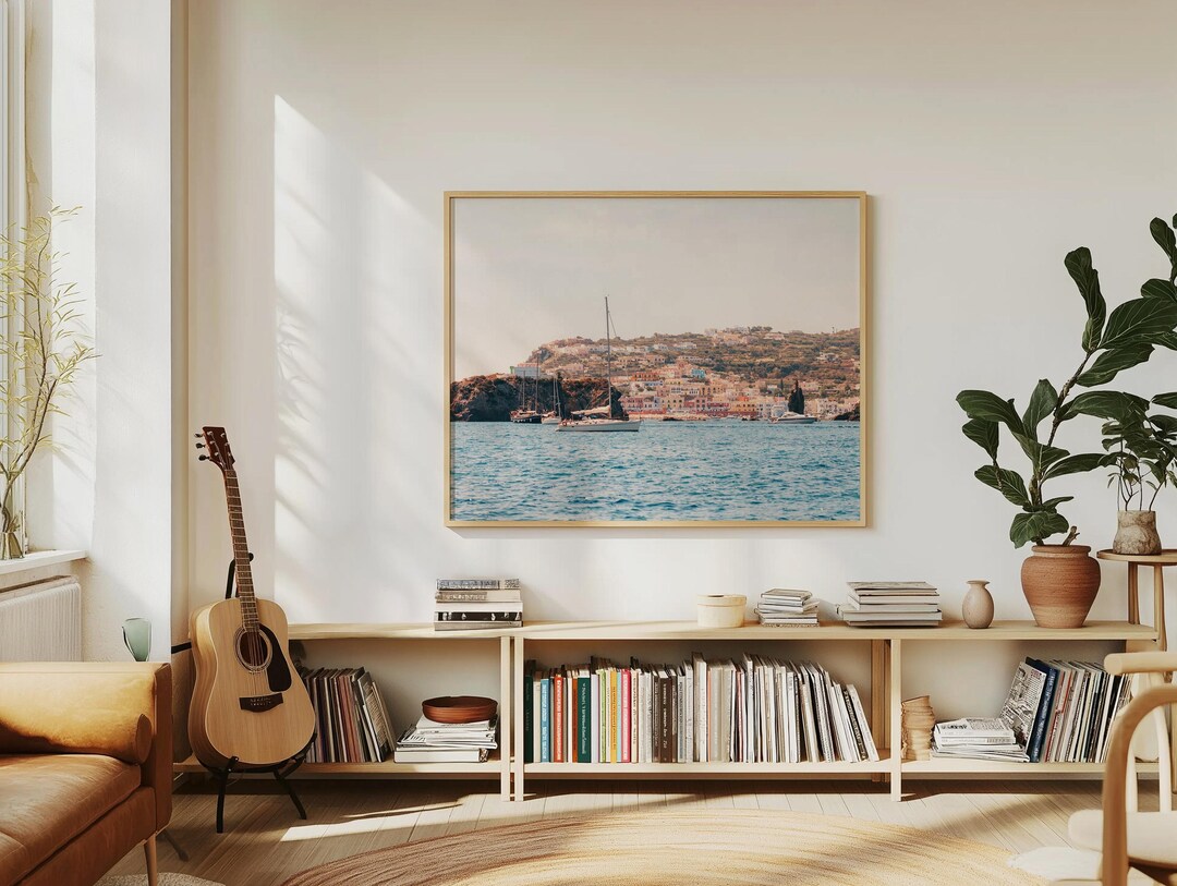 Colorful Mediterranean Coast Print | Italian Seaside Wall Art | Coastal ...