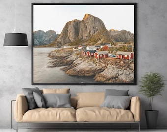 Lofoten Norway Print: Scandinavian Cabin & Fjord Landscape (Digital Download)