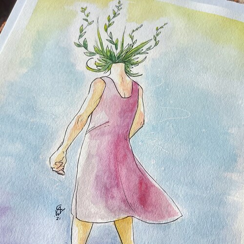 Plant-Headed | Original Watercolor hotsell Painting