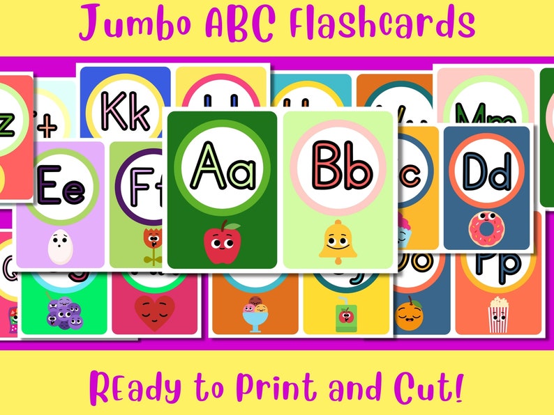 Printable Jumbo Alphabet Flashcards Digital Download ABC Etsy