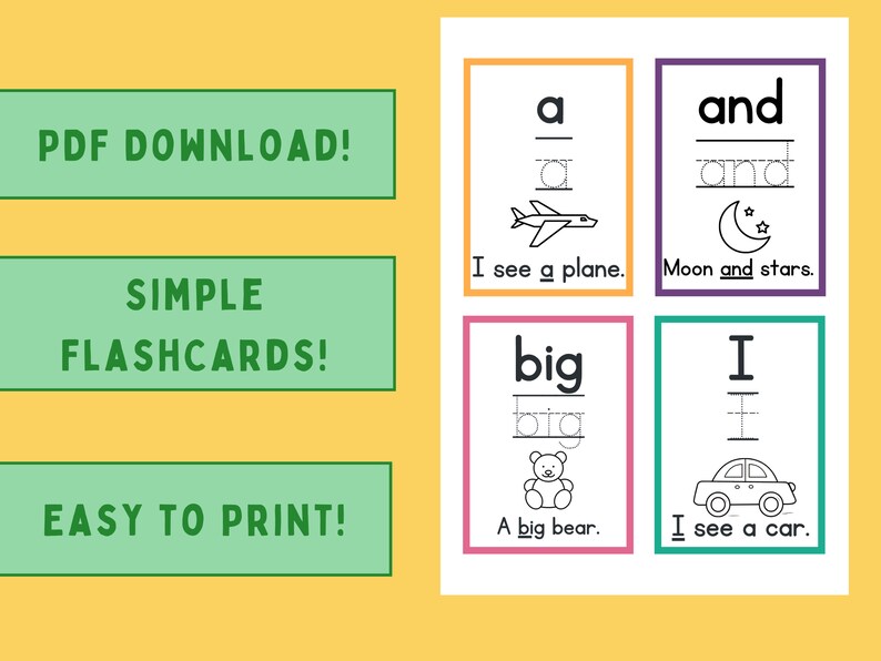 Printable Sight Words Tracing Flashcards Sight Words Learning Etsy