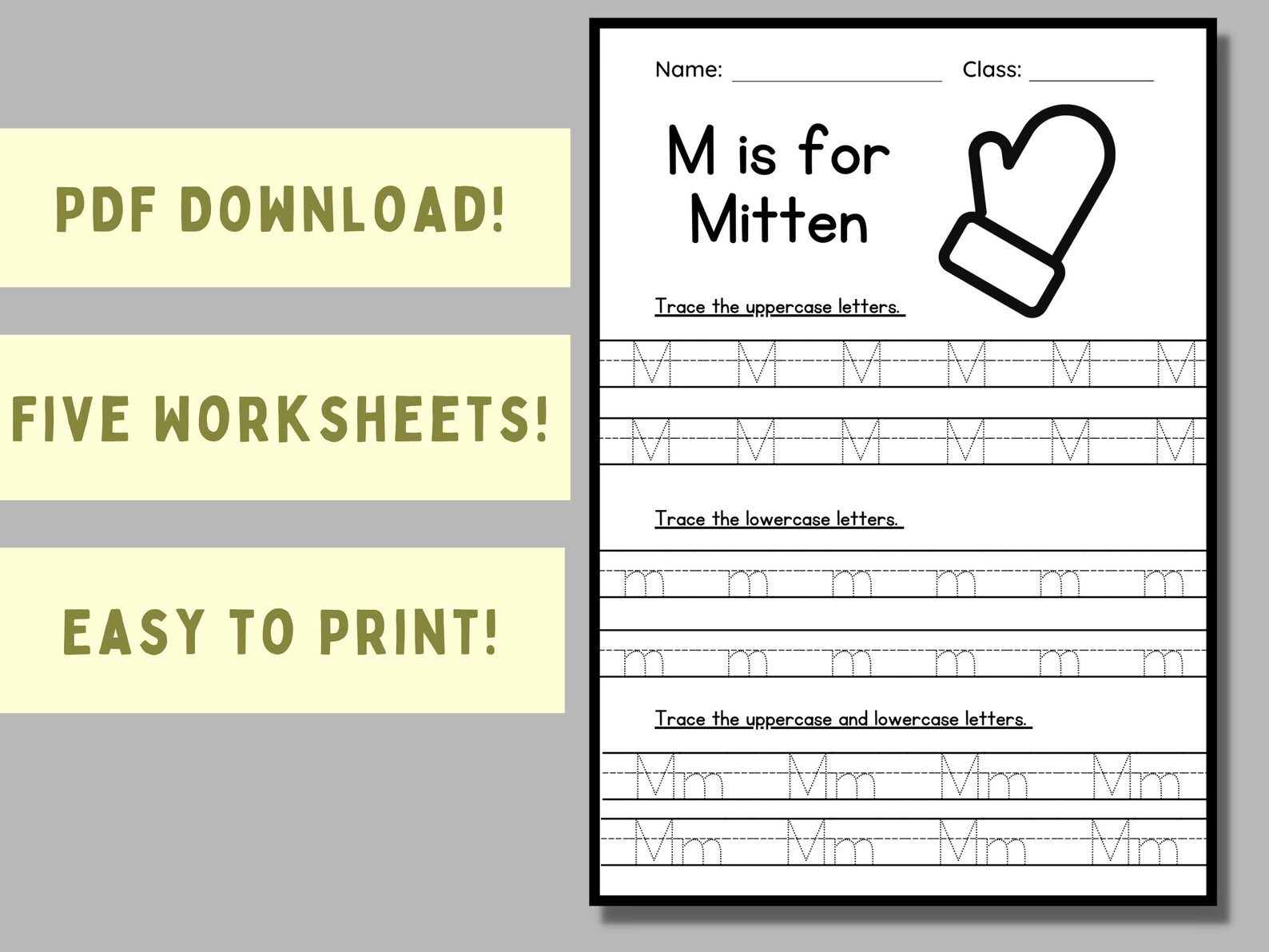 Printable Letter Tracing M Worksheets Learning Letter M - Etsy