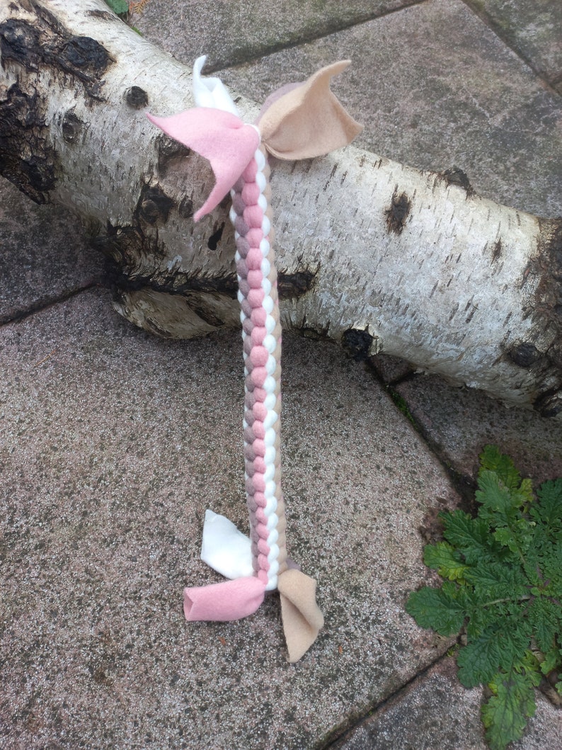 handmade Zergel ROSA Hundespielzeug Welpen lang eckig