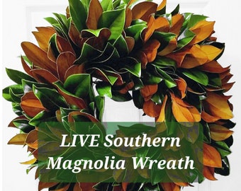 Live Southern Magnolia Wreath- 18"-36" FRESH! Made-to-Order w/premium Magnolia branches, Holidays, Weddings, Farmhouse, Rustic, Home decor