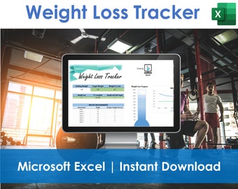 Weight Loss Tracker- Record Your Weight Loss Journey, Excel Spreadsheet and Graphs, New Years Resolution Tool