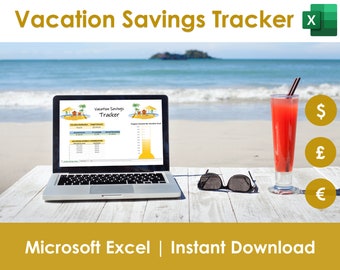 Vacation Savings Tracker- Excel Template and Planner, Holiday Budget, Dream Trip Savings, Honeymoon Fund, Family Getaway, Retirement
