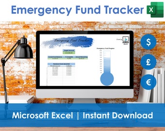 Emergency Fund Tracker and Calculator - Dave Ramsey Baby Steps, Excel Spreadsheet, Personal Finance, Budget and Savings Planner