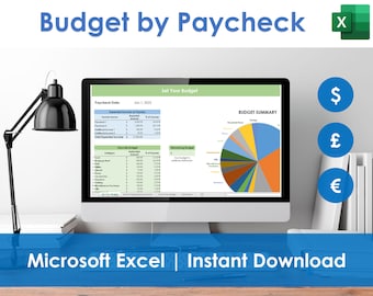 Budget by Paycheck Template - Excel Spreadsheet, Personal Finance Planner, College Budget, Expense Income Tracker, Paycheck to paycheck