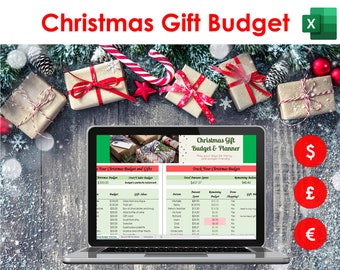 Christmas Gift Budget Planner - Excel Spreadsheet Template, Holiday Presents Spending and Finance, Gift Ideas, Expense Tracker