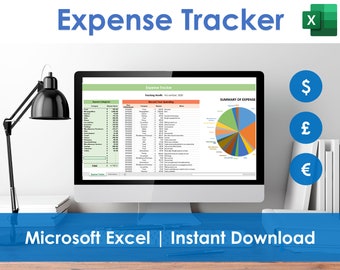 Expense Tracker - Excel Spreadsheet Template, Monthly Expenditure, Household Finances & Spending, College Budget, Personal Organizer
