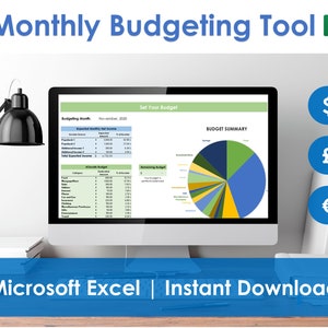 Maandelijkse budgetteringsplanner - Excel-spreadsheet, sjabloon voor huishoudfinanciën, universiteitsbudget, onkosteninkomstentracker, salarisuitgaven bijhouden