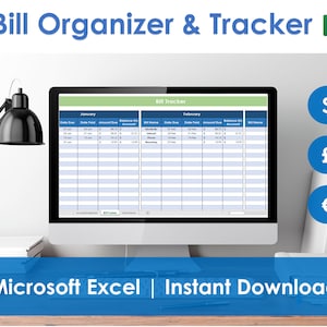 Bill Tracker and Organizer - Excel Spreadsheet, Payment Planner, Bill Schedule Template, Account Organizer, Monthly Expenses