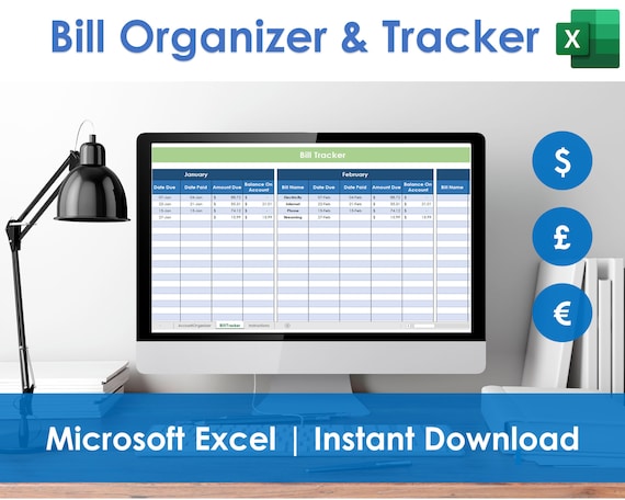 Bill Tracker and Organizer Excel Spreadsheet Payment - Etsy