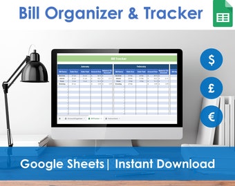 Bill Tracker and Organizer - Google Sheets, Payment Planner, Bill Schedule Template, Account Organizer, Monthly Expenses