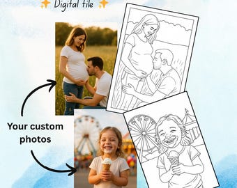 5 Custom Coloring Book Pages | Personalized Sketch from Photos | Gift Idea | Anniversary | Birthday | Digital File | Printable | Download