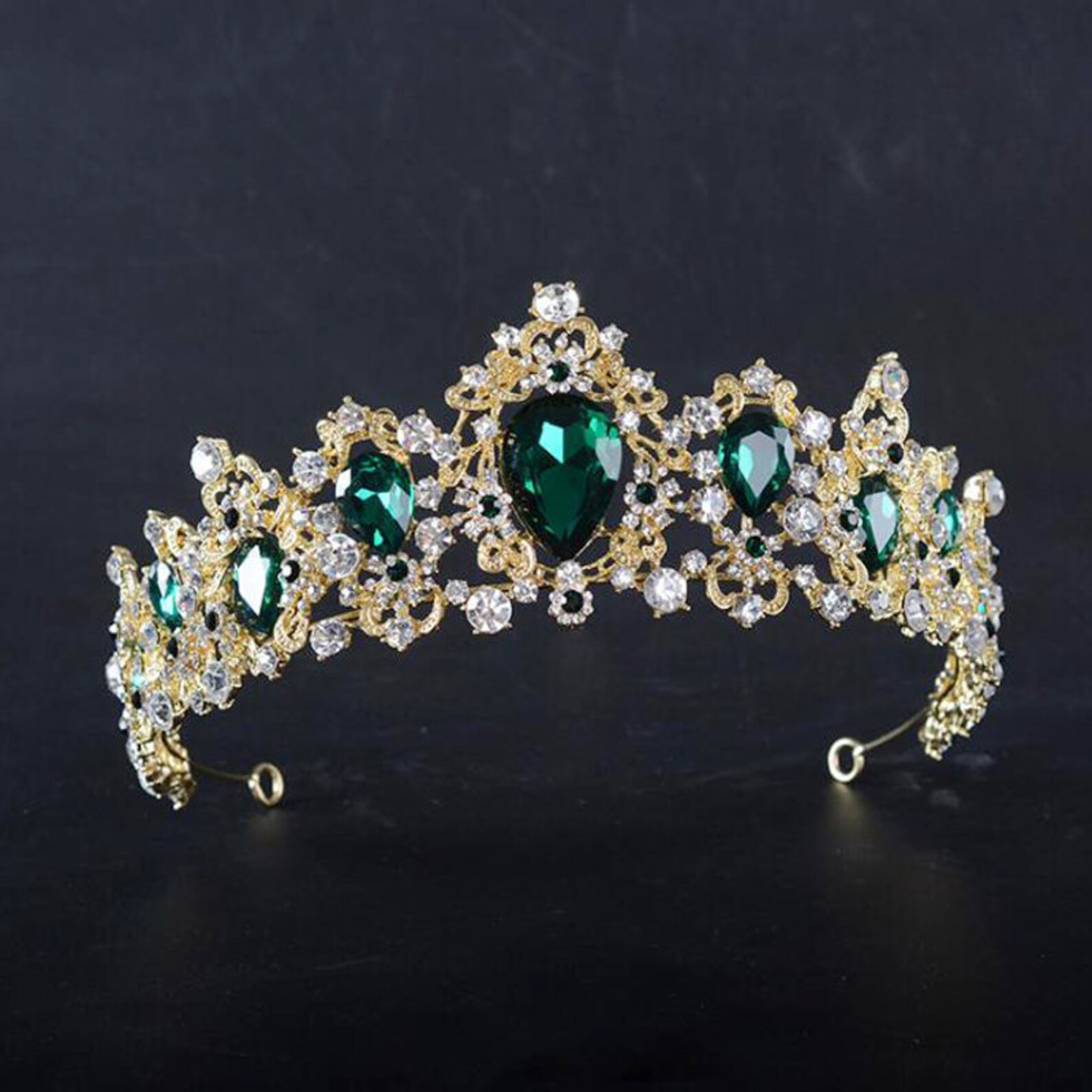 Emerald elegant bridal royal tiara Medieval antique crown Etsy