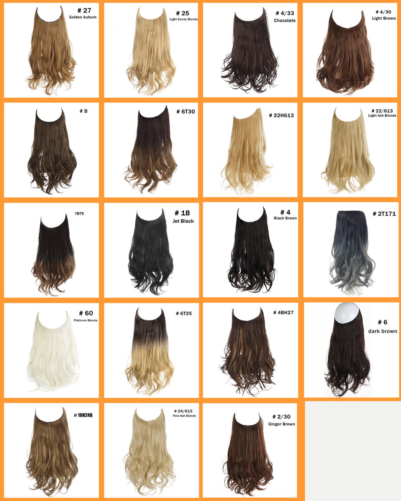 Wavy Halo Hair Extensions No Clip Ombre Synthetic Natural Etsy