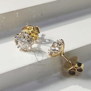 Round Brilliant Cut Earrings Colorless Moissanite Stud Earrings Screw Back Earrings Wedding Earrings Round Studs Earrings for Her