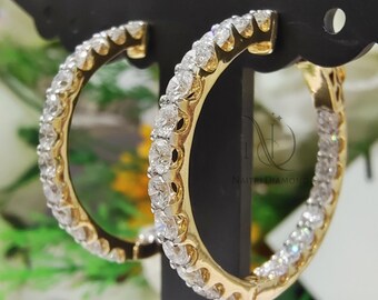 Handmade Moissanite Hoop Earrings: 14K Gold Wedding Jewelry