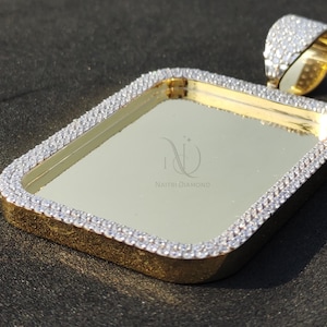 Memory Pendant, Rectangle Shaped Custom Photo Moissanite Pendant,  Silver Gold Picture Pendant,  Personalized gift, Handmade Photo charm