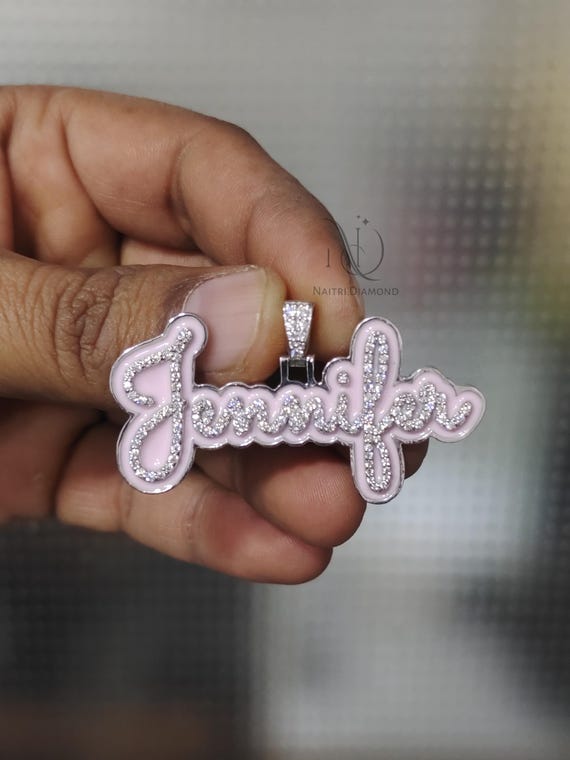 Hip Hop Pendant Custom Name Round Brilliant Cut Moissanite Pendant