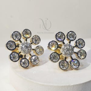 14K Gold Bezel Set Stud Earrings For Women, Round Brilliant Cut Moissanite Earring, Classic Everyday Wear Studs For Her, Unique Gift for her