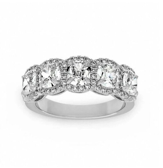 Five stone cushion cut best sale ring