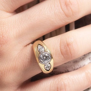 Three Stone Round Moissanite Enhancer Guard Ring, Engagement Ring, Bezel Set Ring, Bridal Wedding Ring Set, Wrap Guard Insert Enhancer Ring