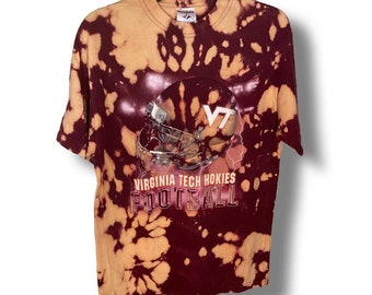 Oversized Virginia Tech T-Shirt, Distressed, Tie-dye, Bleached, Game Day Style, Vintage Hokies, Sorority Style, Tailgate Top!