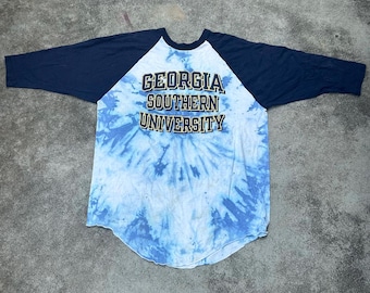 Maglietta tie-dye Georgia Southern, sbiancata, stile Florida Game Day, manica lunga, Gators vintage, stile confraternita, top da tailgate GSU!