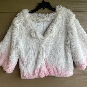 Vintage Faux Fur Jacket | Cropped Jacket Wrap | Fluffy Warm Jacket Pink  | Autumn Winter Coat Jacket Wrap | Cute fluffy jacket wrap for her