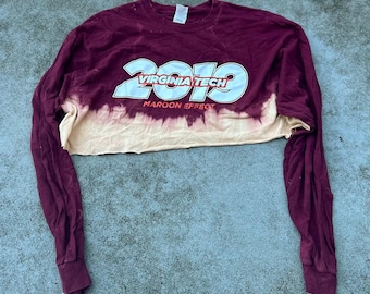 Cropped Virginia Tech T-Shirt, Distressed, Bleached, Game Day Style, Vintage Hokies, Sorority Style, Tailgate Top!